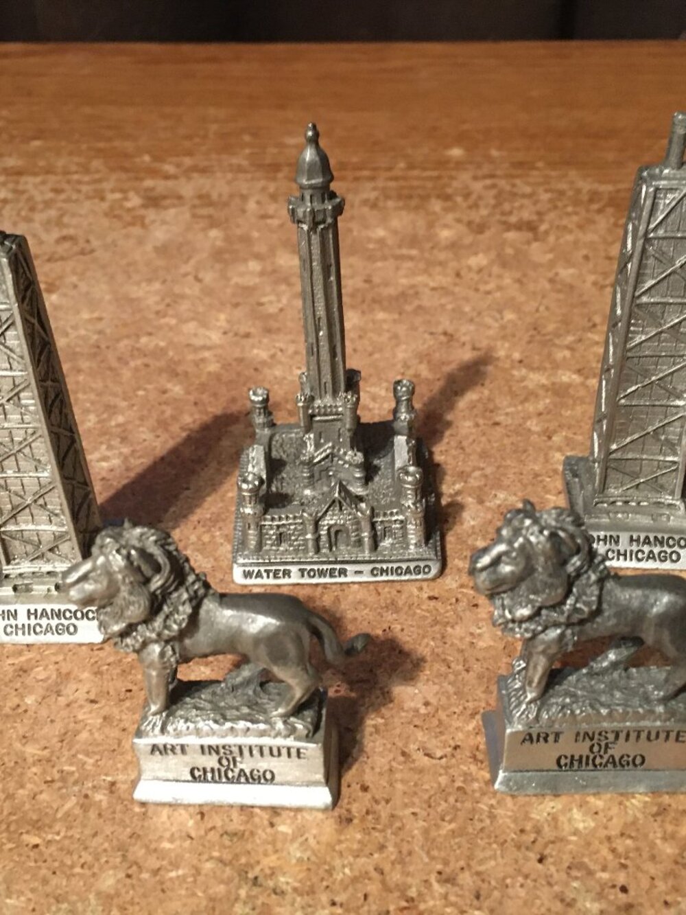 5X SPOONTIQUES PEWTER CHICAGO FIGURINE JOHN HANCOCK WATER TOWER ART INSTITUTE